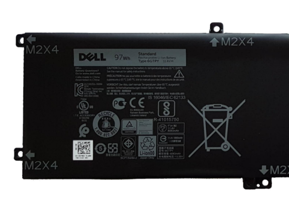 Oem replacement Dell XPS 15 9560 9570 7590 / Precision 5520, 5530, 5540 6GTPY GPM03 97WH Battery