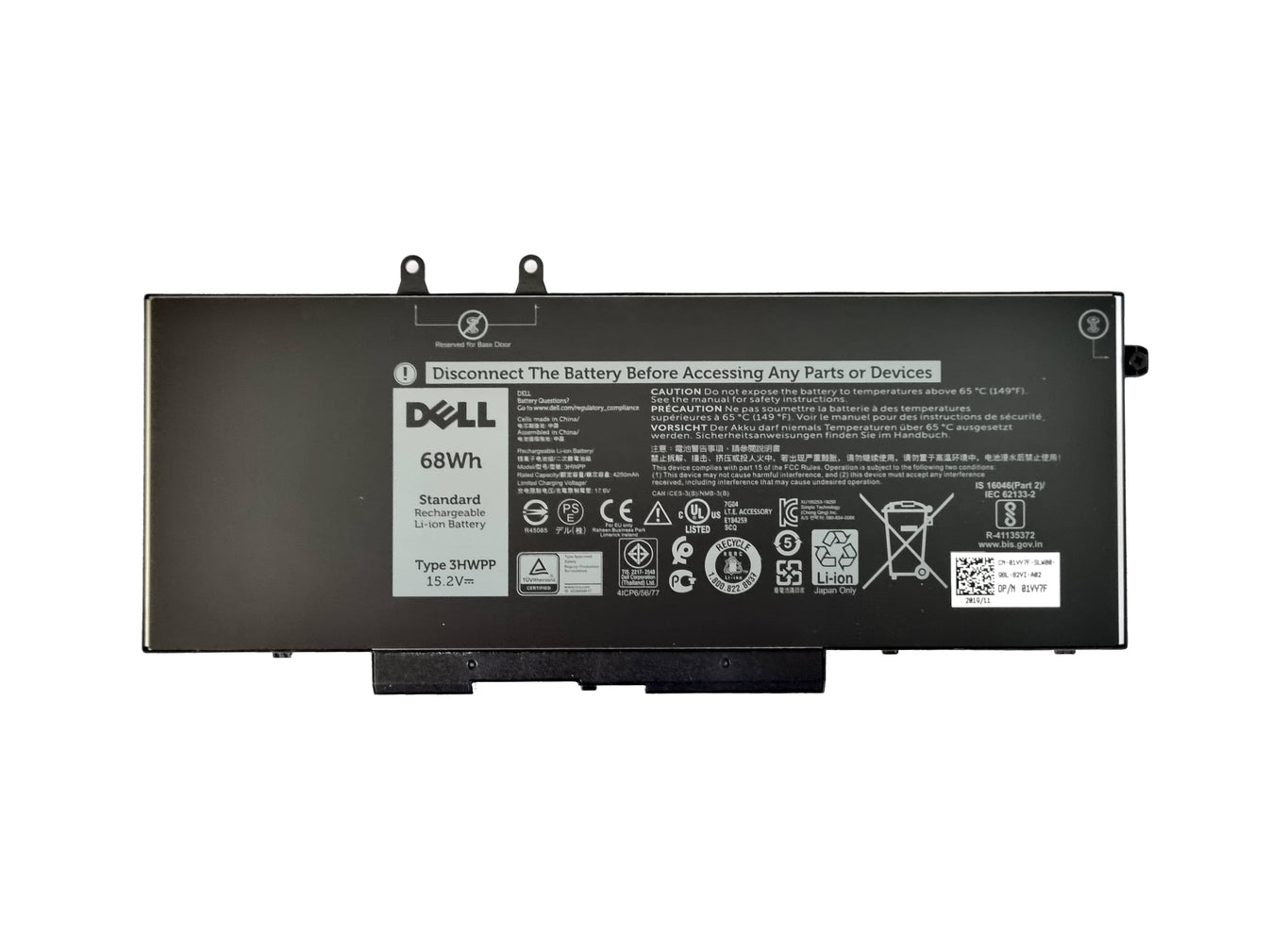 Dell latitude 5410, 5501, Precision 3541 4 Cell 68Wh Battery 3HWPP OEM ...